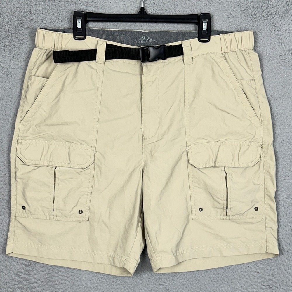 Croft Barrow Shorts Mens 38 Cargo Beige Ripstop Safari Pocket Hiking Belted EUC